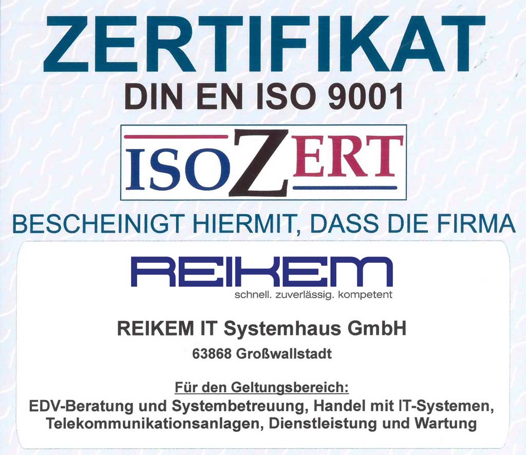 ISO 9001 Zertifikat